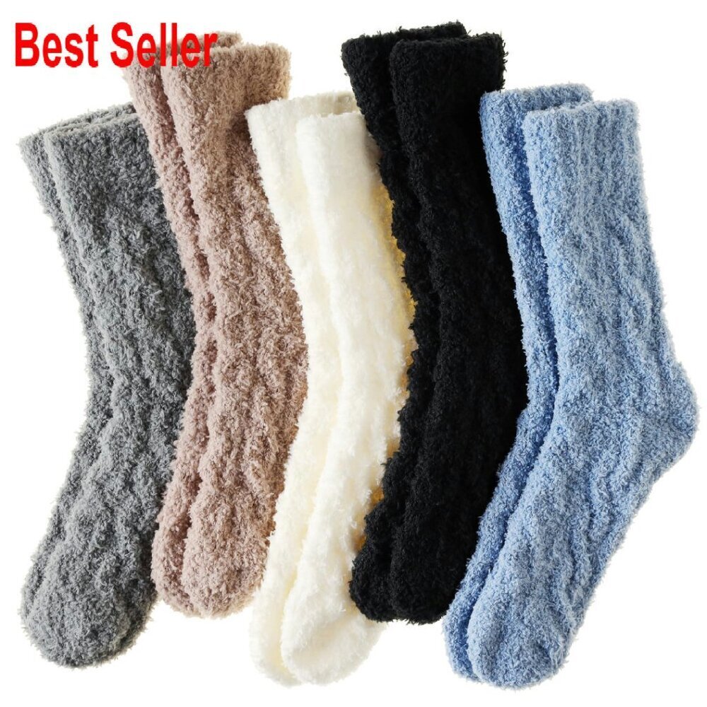 Cozy Fluffy Slipper Socks Soft Plush Winter Warm Sleeping 5 Pairs